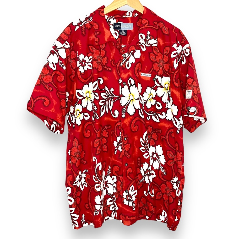 Red Floral Hawaiian Vintage Button Down Shirt - Picture 3 of 12